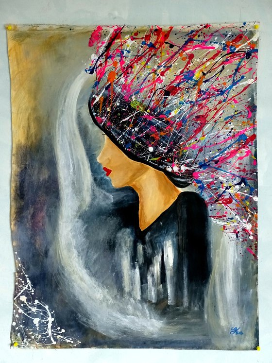 Lady with splashing mind