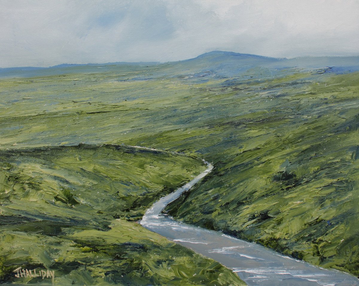 Impressionistic Landscape Oil Painting By John Halliday, 14 X 11, Mountain Stream, Ireland, Original Artwork
