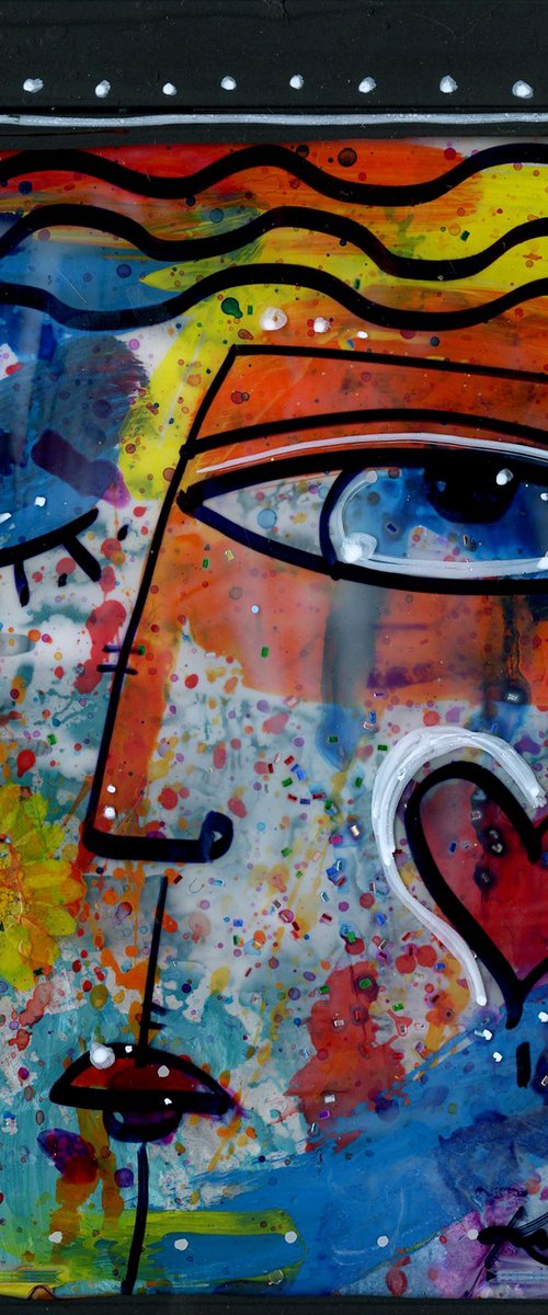 Mixed Media Funky Face 2 by Kathy Morton Stanion