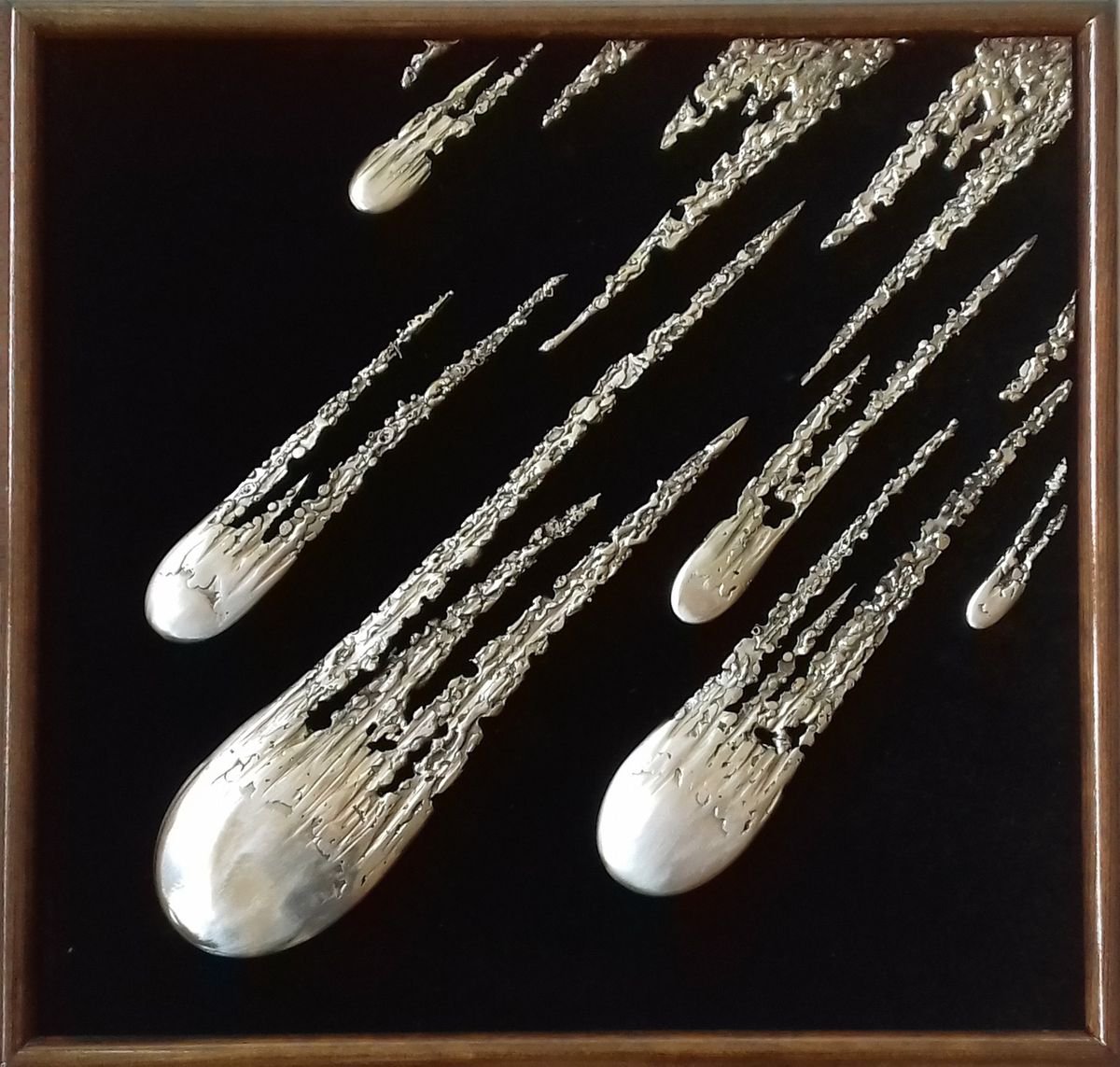 Photorealistic Landscape Relief By Vania Dimitrova & Svetoslav, 19 X 19", "Meteor Shower", Original Artwork