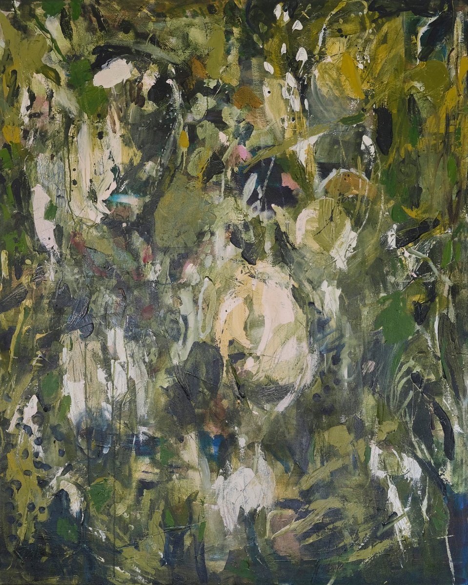 Expressive Abstract Acrylic Painting By Egle Ra, 38 X 48, Fairy Forest, Original Artwork