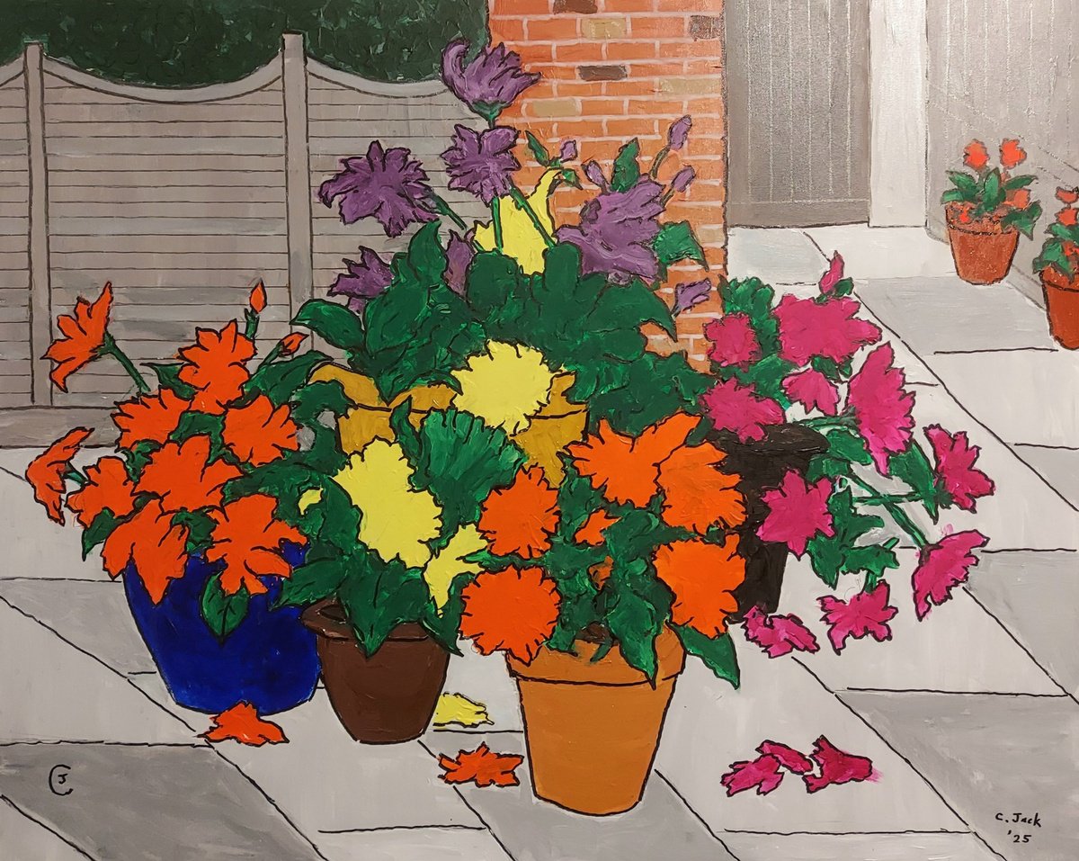 Botanical Acrylic Painting By Colin Ross Jack, 30 X 24, Flowers, Original Artwork