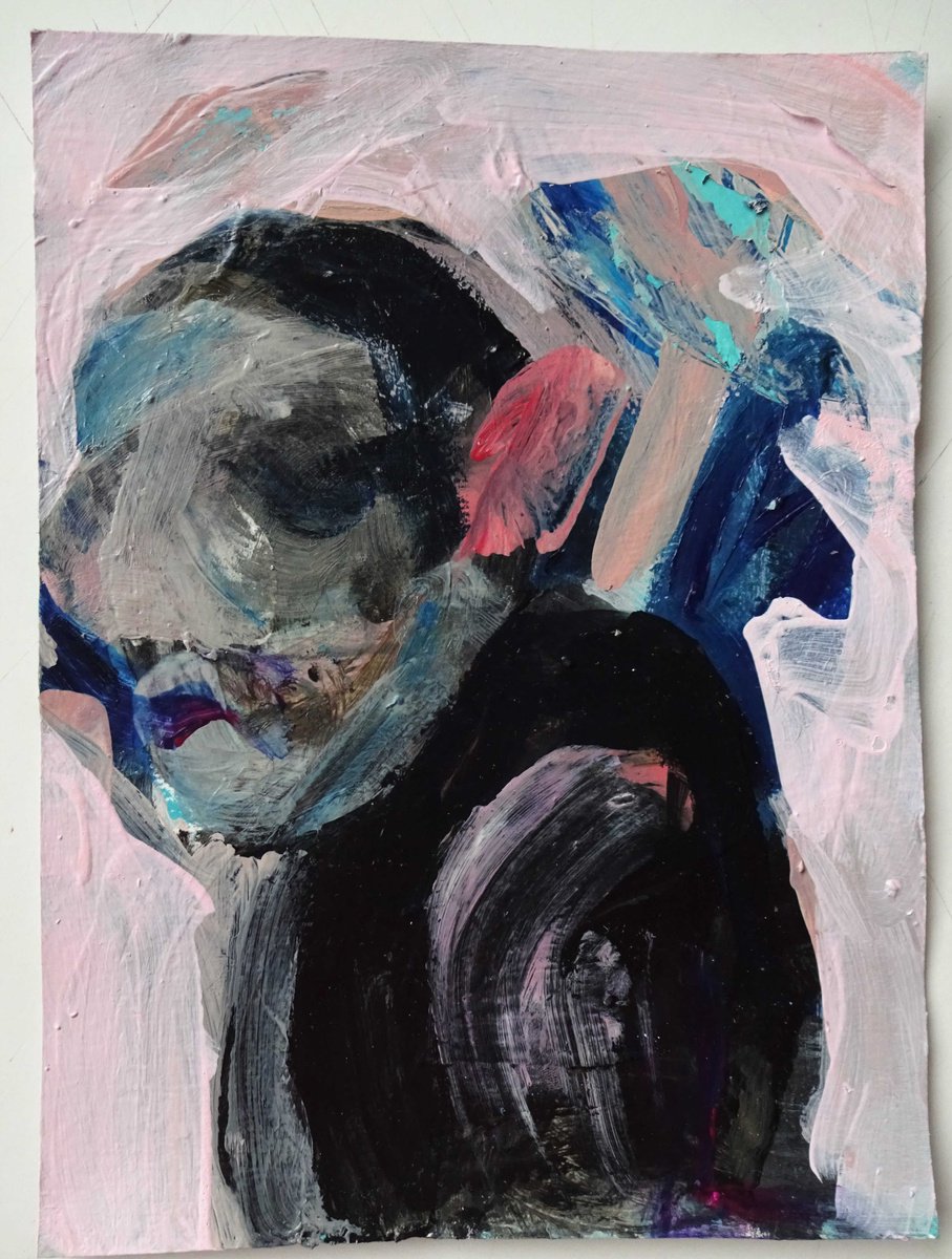 Expressive Portrait Painting By Cynthia Gregorova, 6 X 8, Undecided (The Shapes), Original Artwork