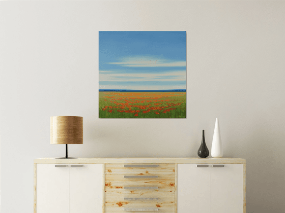 Lush Flower Field - Blue Sky Landscape