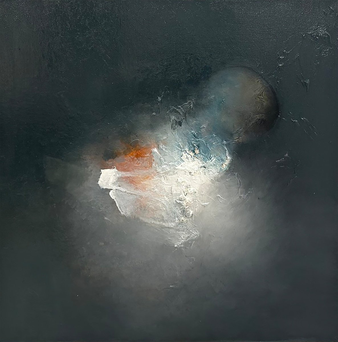 Abstract Portrait Oil Painting By Mladen Ilic, 24 X 24", Aion, Original Artwork