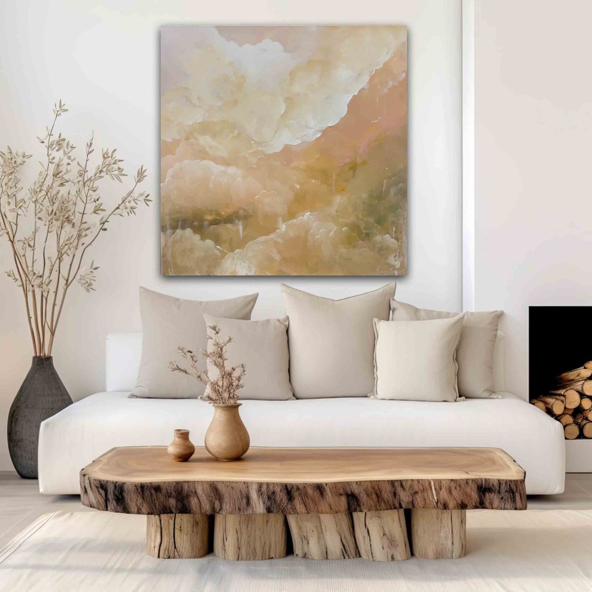 Abstract Landscape Acrylic Painting By Ivana Gigovic, 35 X 35, Cloudscape, Original Artwork