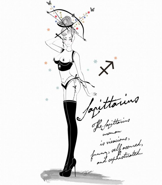Sagittarius - Sagittario - Astrology - Zodiac - AstroPinup - Pinup Girl - Erotic - Birthday - Gift