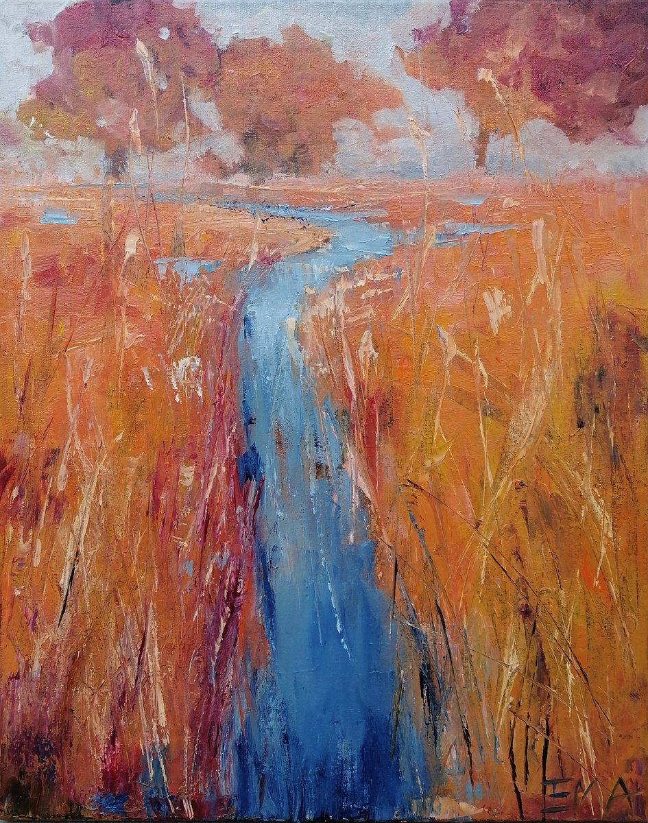 SUMMER GRASS, 33x41cm, wild flowers field by Emilia Milcheva