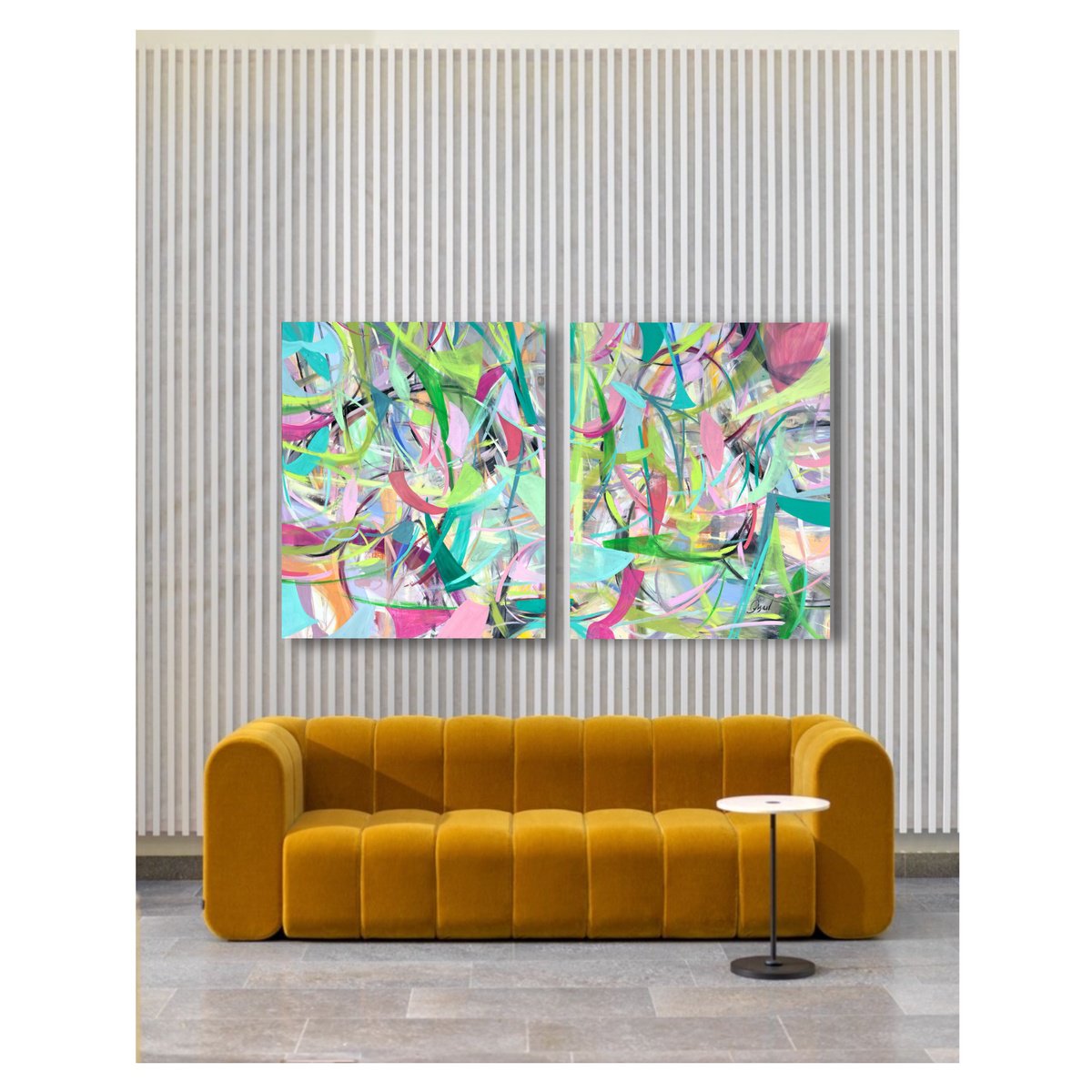 Geometric Abstract Oil Painting By Maria Esmar, 79 X 47", Abstract Reverie, Original Artwork