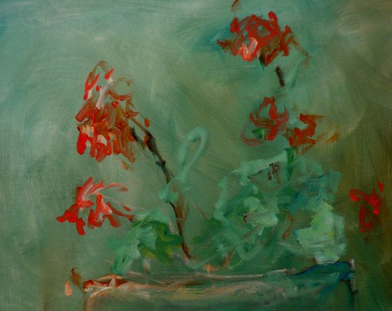 Large Pot With Red Flowers
