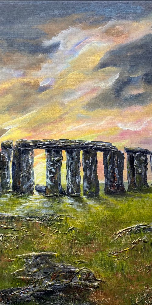 Stone Henge under a Colourful Sky by Marja Brown