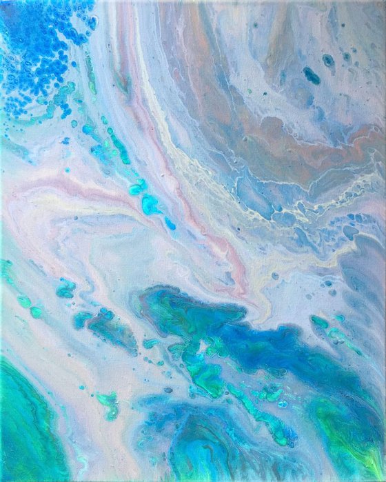 "Mix It Up" - Original Abstract PMS Fluid Acrylic Painting - 16 x 20 inches