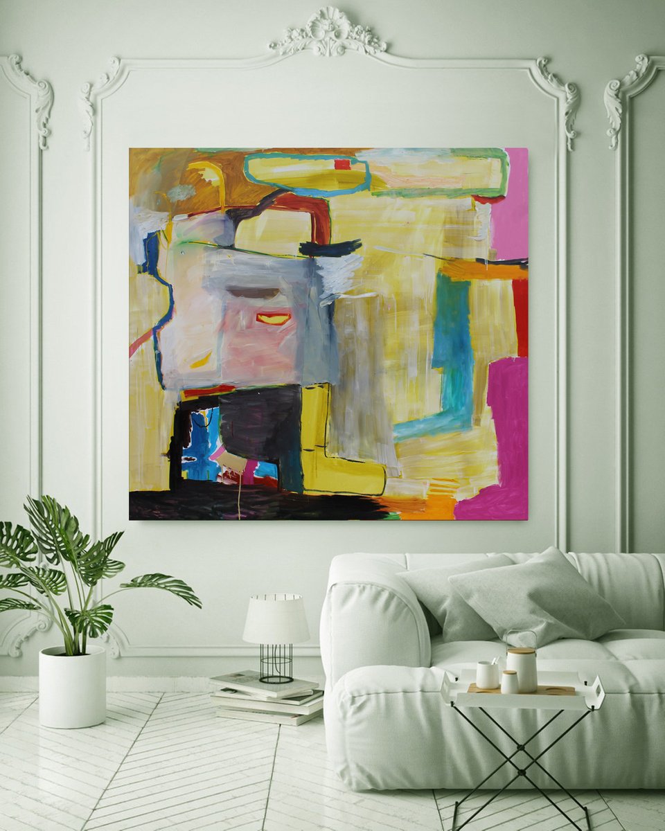 Expressive Abstract Oil Painting By Sergiy Dekalyuk, 81 X 76", Light Within Us, Original Artwork