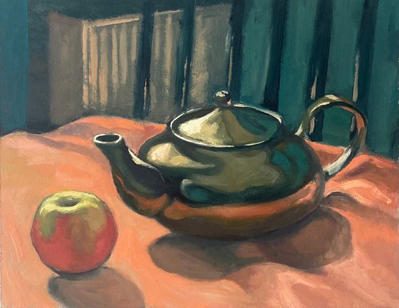 Teapot and apple still life