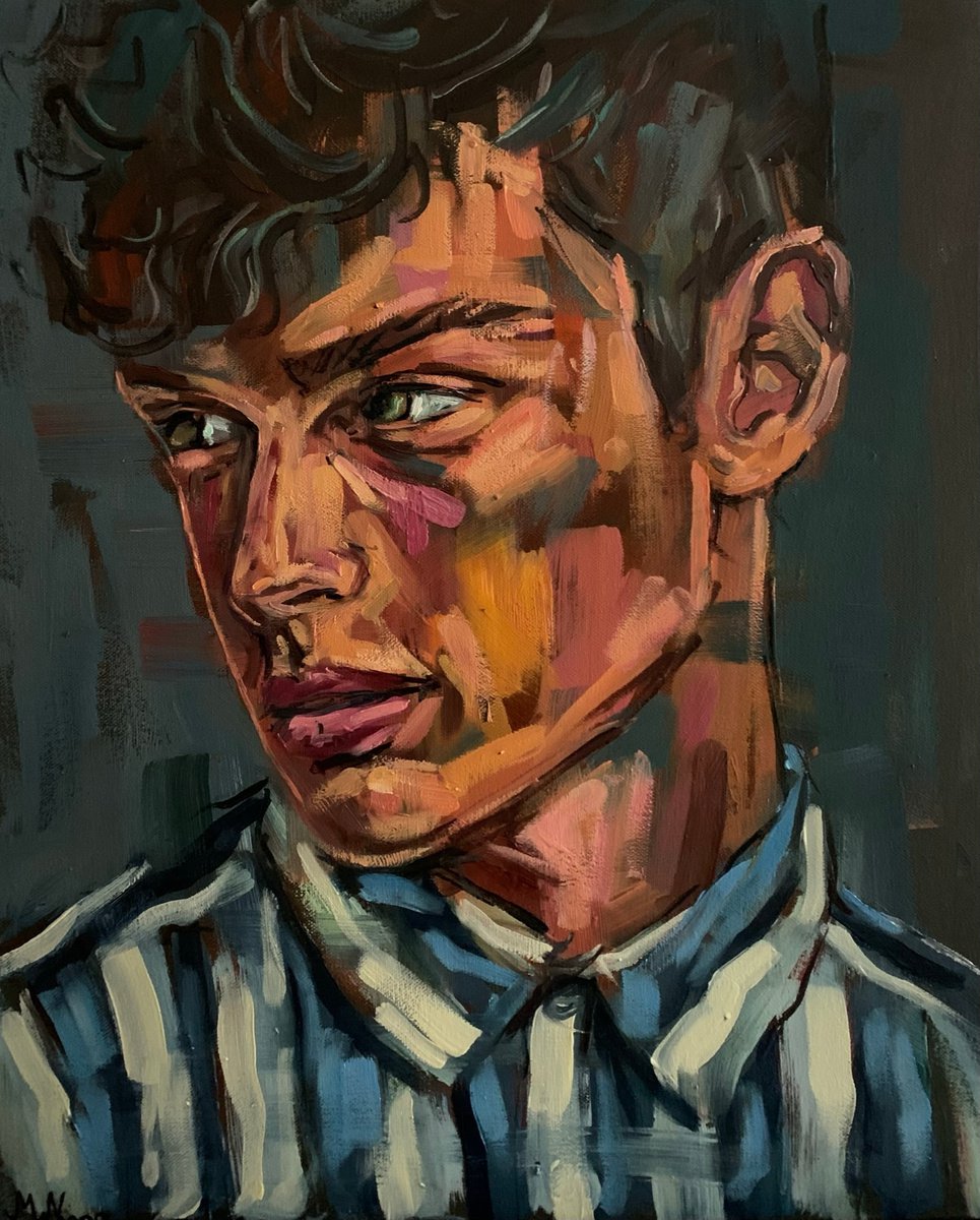 Male portrait man face gay queer oil painting by Emmanouil Nanouris