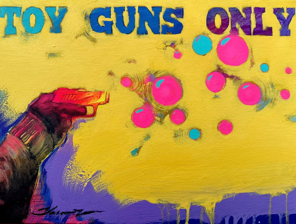 Urban And Pop Acrylic Painting , Toy Guns Only 6 By Yaroslav Yasenev, 16 X 12, Artwork For Sale On Artfinder