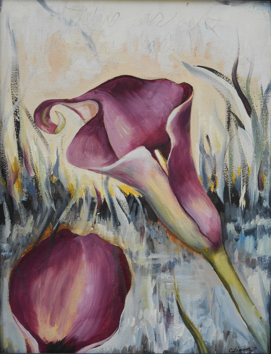 The Way it Was - 17 x 21 IN / 43 x 53 CM - Framed Floral Oil Painting on Canvas, Ready to... by Cynthia Ligeros