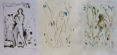 Three sketches - The woman, 21x29 cm - affordable & AF exclusive ! by Frederic Belaubre