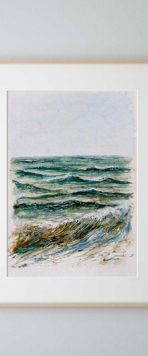 "Ocean Diary from August 26th, 2019" mixed-media painting by Eve Devore