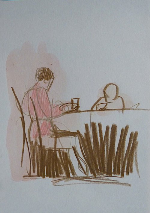 The Cafe Scene 2, 21x15 cm by Frederic Belaubre