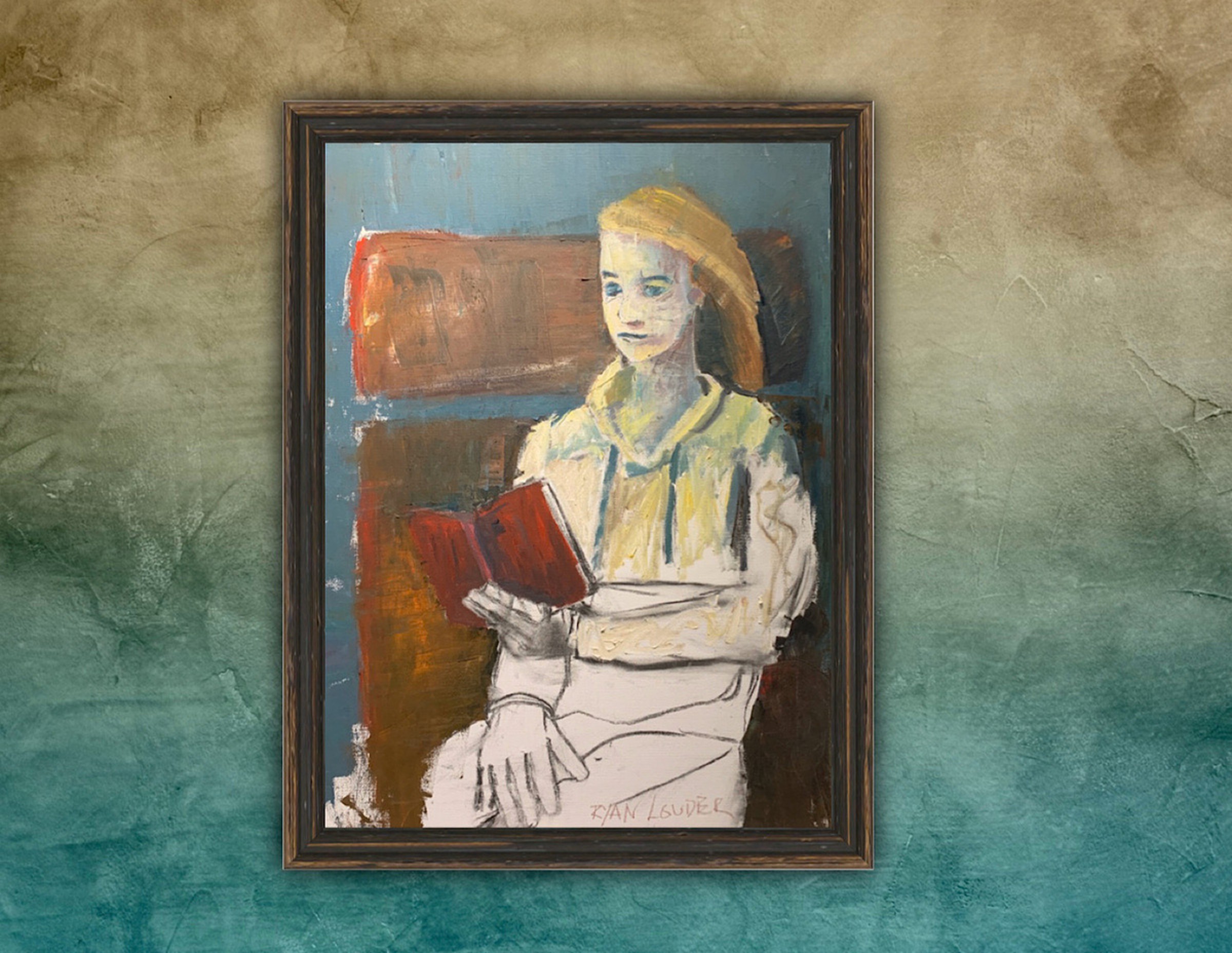 Woman Sitting Reading 16x20 Canvas Oil Painting Artfinder