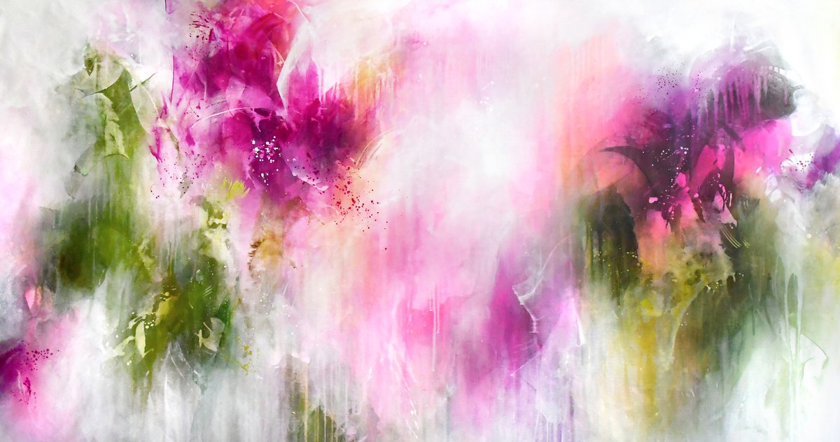 Abstract Acrylic Painting By Kirsten Handelmann, 84 X 46", Nature Scene, Original Artwork