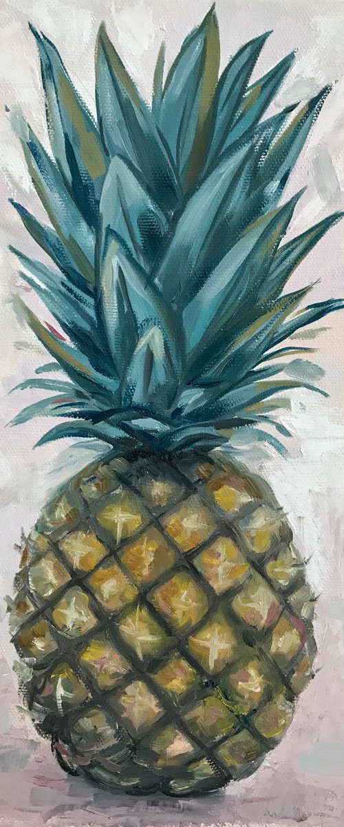 Oil painting on canvas pineapple 30x40 cm by Leysan Khasanova