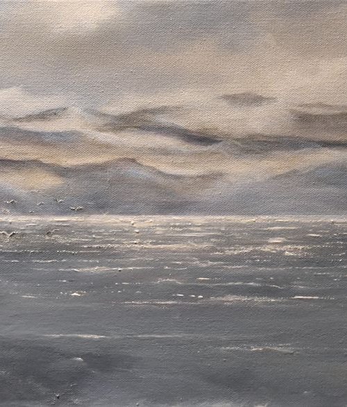 Out by the Sea Land Sea and Sky Seascapes Ocean paintings Fog paintings by Tamara Bettencourt