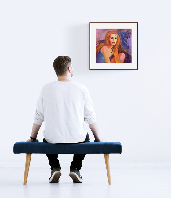 WOMAN'S PORTRAIT - violet & ginger wall art with a female figure