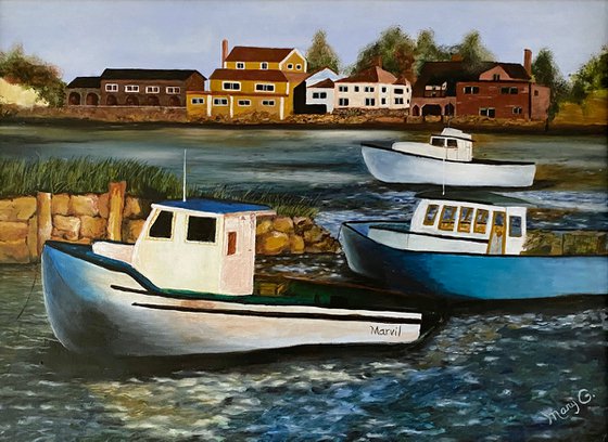 Sitka Port Original Oil Painting 18x24 Driftwood Frame