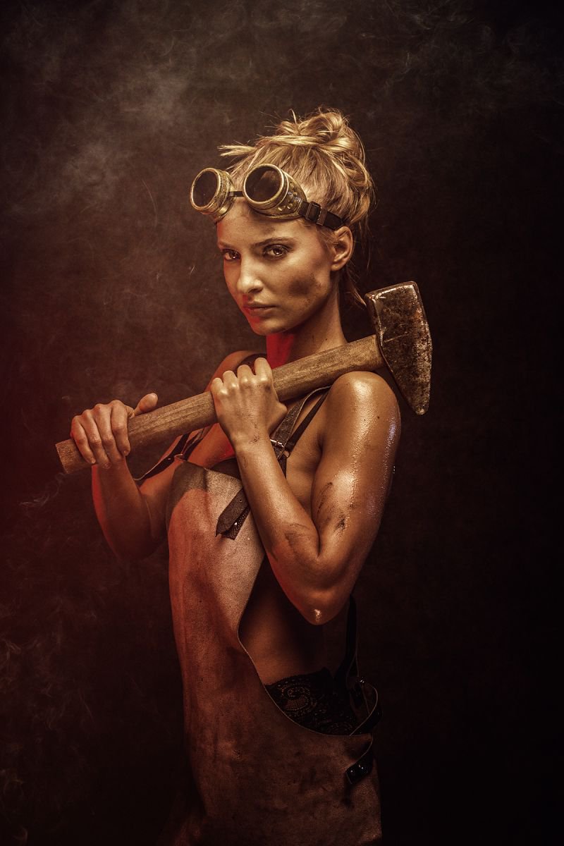 Photorealistic Portrait Photograph By Peter Zelei, 20 X 28", Iron And Steel Ii., Original Artwork