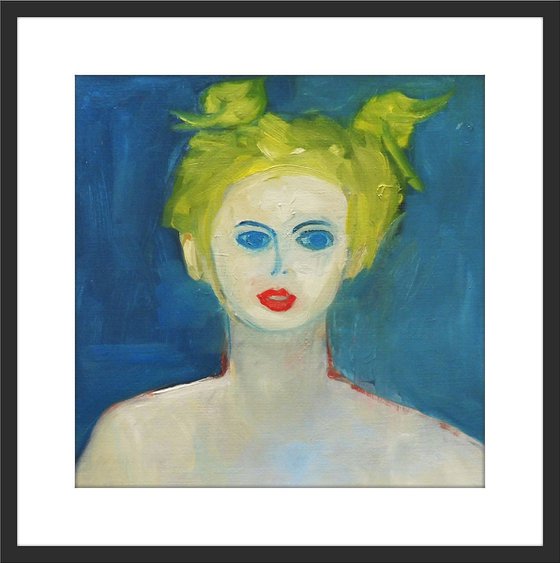 GIRL SWEDISH BLONDE PORTRAIT. Original Figurative Oil Painting. Varnished.