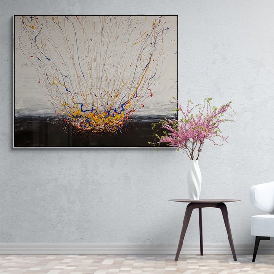 Sprucigi N-34 (H)129x(W)158 cm. Colorful Splash Abstract Painting