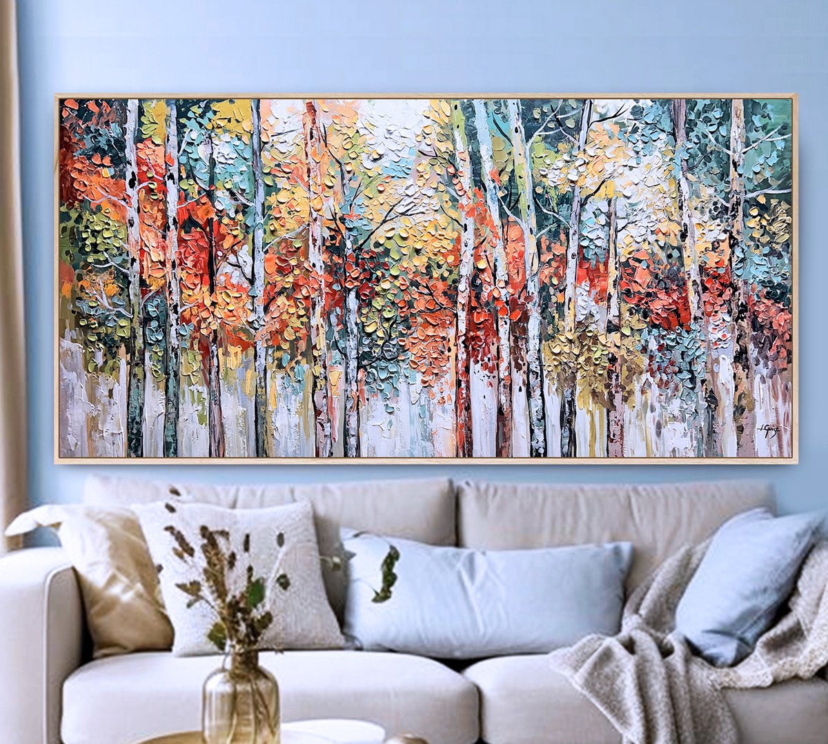  Glow Birches By Lana Guise, 63 X 31, Artwork For Sale On Artfinder