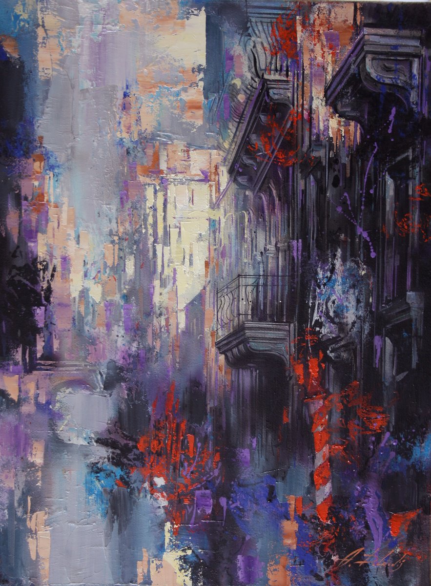 Impressionistic Cityscapes Oil Painting By Alexandr Dobrodiy, 24 X 31, Venice 2, Original Artwork