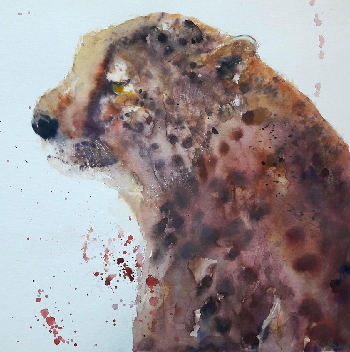 Impressionistic Animal Watercolour By Teresa Tanner, 12 X 12", Cheetah, Original Artwork