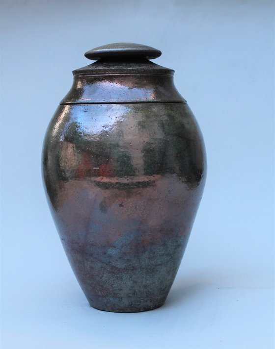 Raku Vessel with Lid