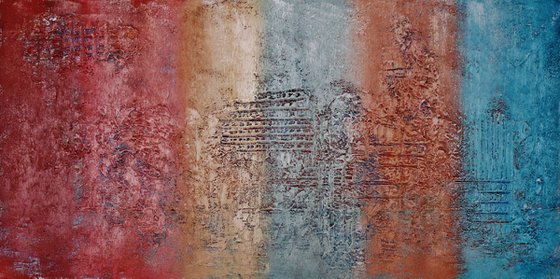 Abstract,blue, brown, red, yellow,christmas sale 1200 USD now 845 USD.