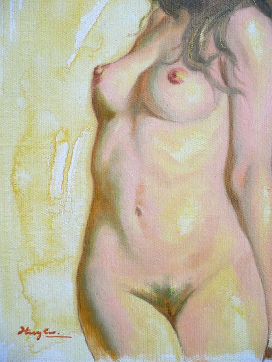 OIL PAINTING BODY ART FEMALE NUDE#16-8-4-01