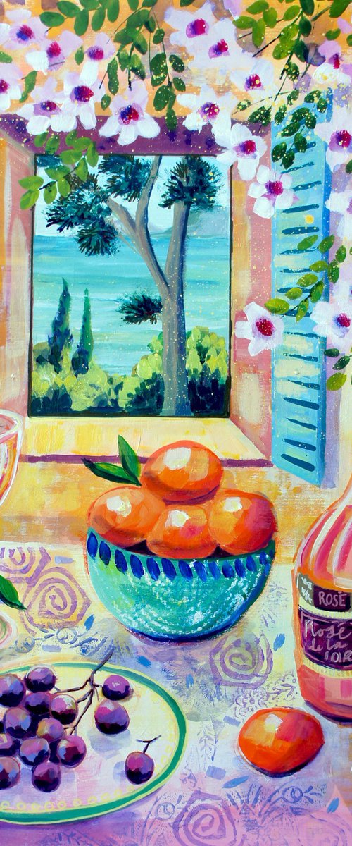 Rosé, Grapes and Clementine by Julia  Rigby
