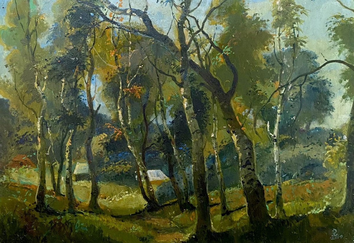 Impressionistic Landscape Oil Painting By Oleg And Alexander Litvinov, 8 X 15", Autumn Is Approaching, Original Artwork