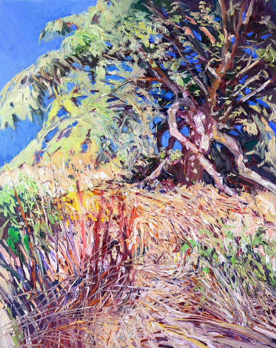 Expressive Landscape Oil Painting By Suren Nersisyan, 24 X 30", Summer Day, Landscape, Original Artwork