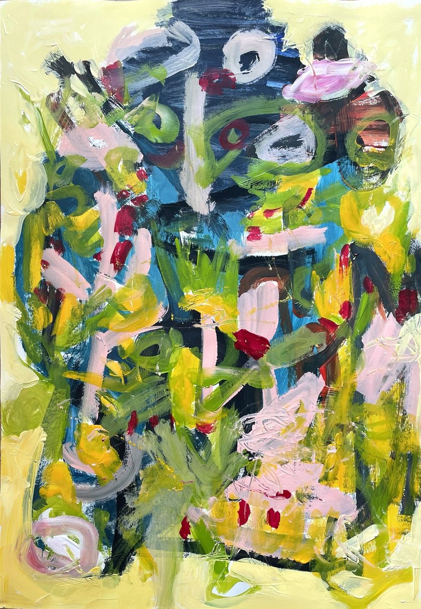 Organic Abstract Acrylic Painting By Christel Haag, 17 X 23, Wonderland 3, Original Artwork