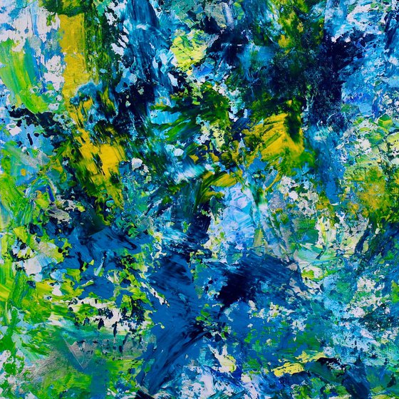 Gestural Blue Flow 2 - 76 x 97 cm