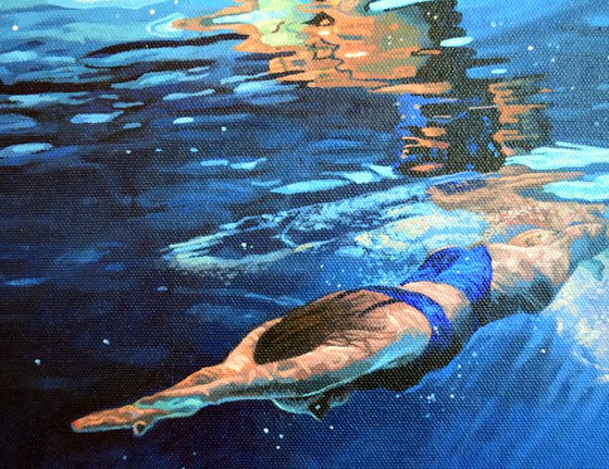 Underneath XXXV - Miniature swimming painting