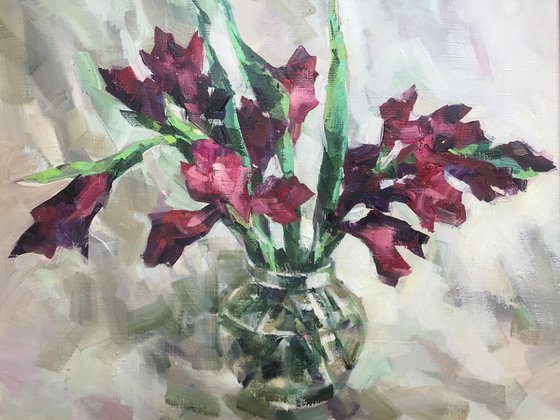 Gladiolus.. one of a kind, handmade artwork, original painting.