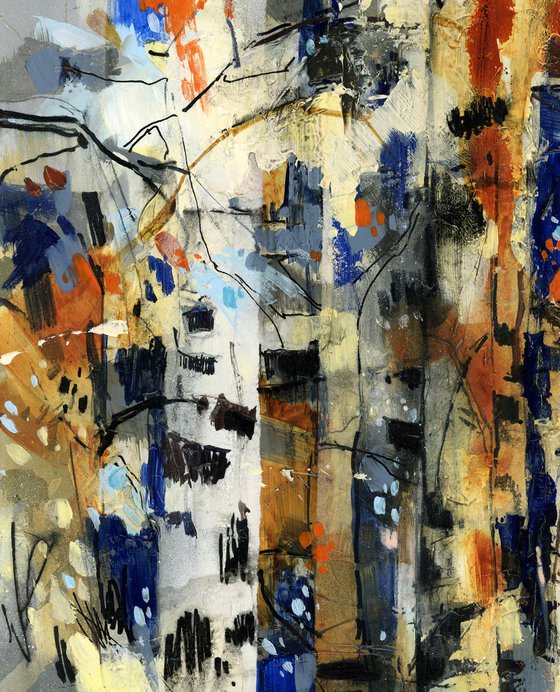Wonderful Forest n.2 Abstract Mixed Media Painting