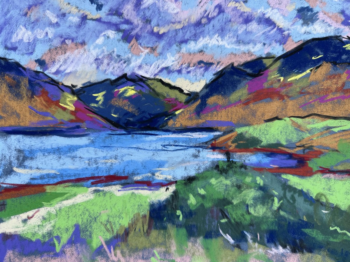 Impressionistic Landscape Pastel Drawing By Irina Anis, 12 X 9, Vivid Landscape, Original Artwork