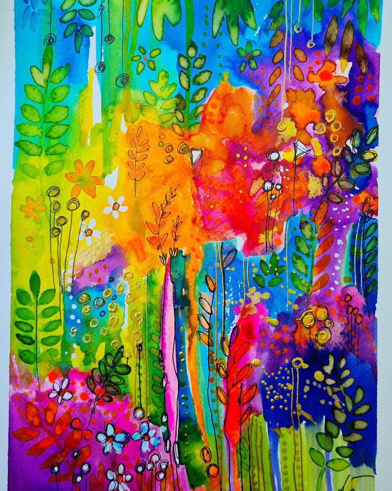 Summer garden Mixed-media painting by Simon Tünde | Artfinder