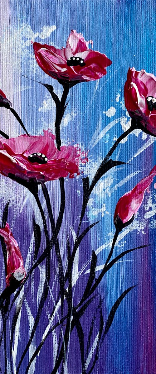 Textured Poppies in a Frame by Marja Brown
